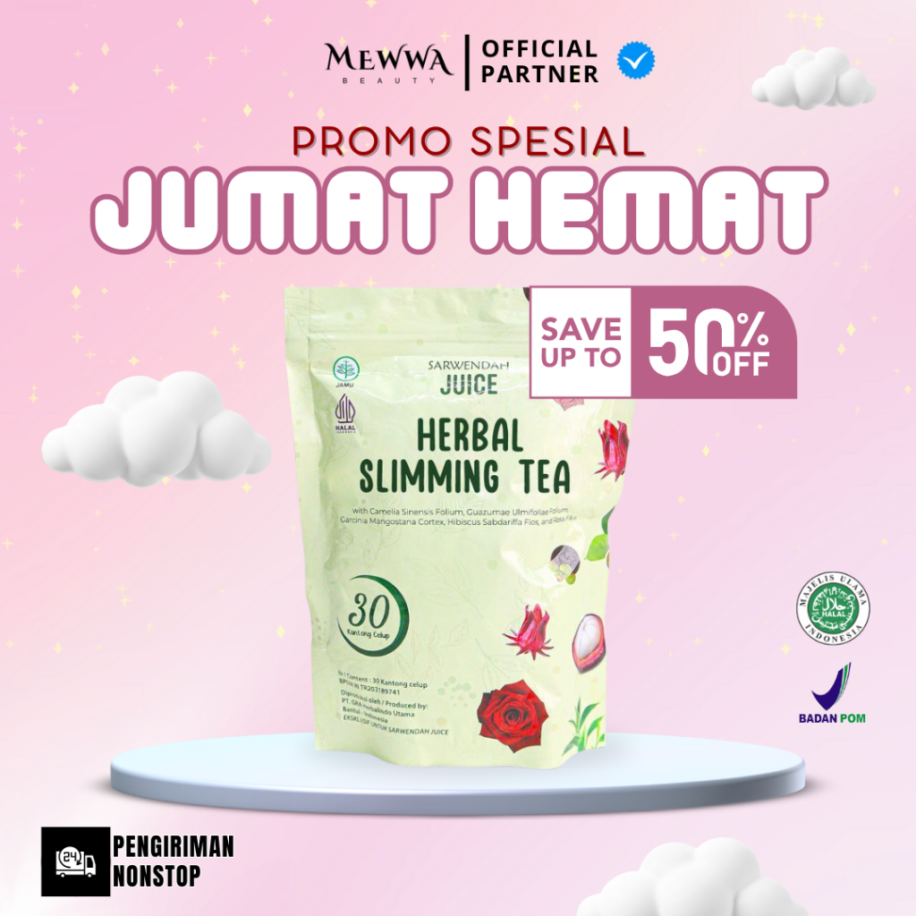 

[ JUMAT HEMAT ] Sarwendah Herbal Slimming Tea 30 Bag - Promo Diskon 50% EXP 01-10/2025
