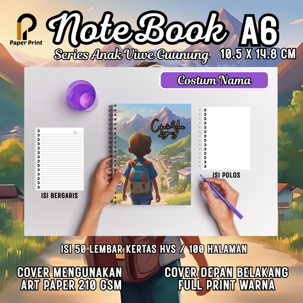 

Paper Print Notebook A6 10.5 x 14.8 CM