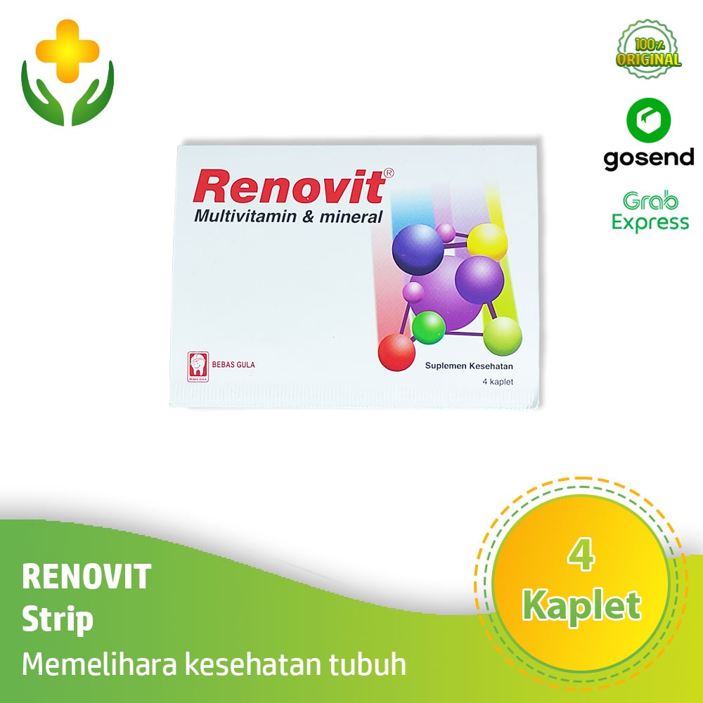 Renovit 1 Strip 4 Kaplet  - Vitamin Kesehatan Tubuh | Renovit Putih