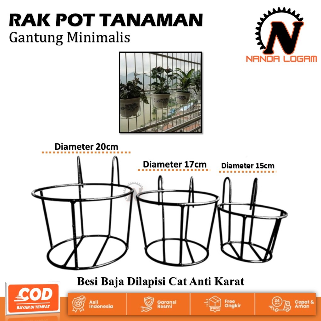 Rak Bunga Balkon Besi - Rak Pot Tanaman Gantung Minimalis untuk Dekorasi Rumah & Taman