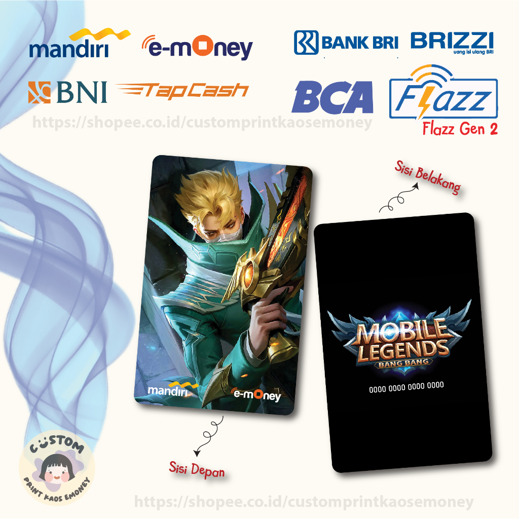 KARTU EMONEY ETOLL GAME GRANGER MOBILE LEGENDS KEREN BASIC SKIN MANDIRI TAPCASH FLAZZ GEN 2 2 SISI