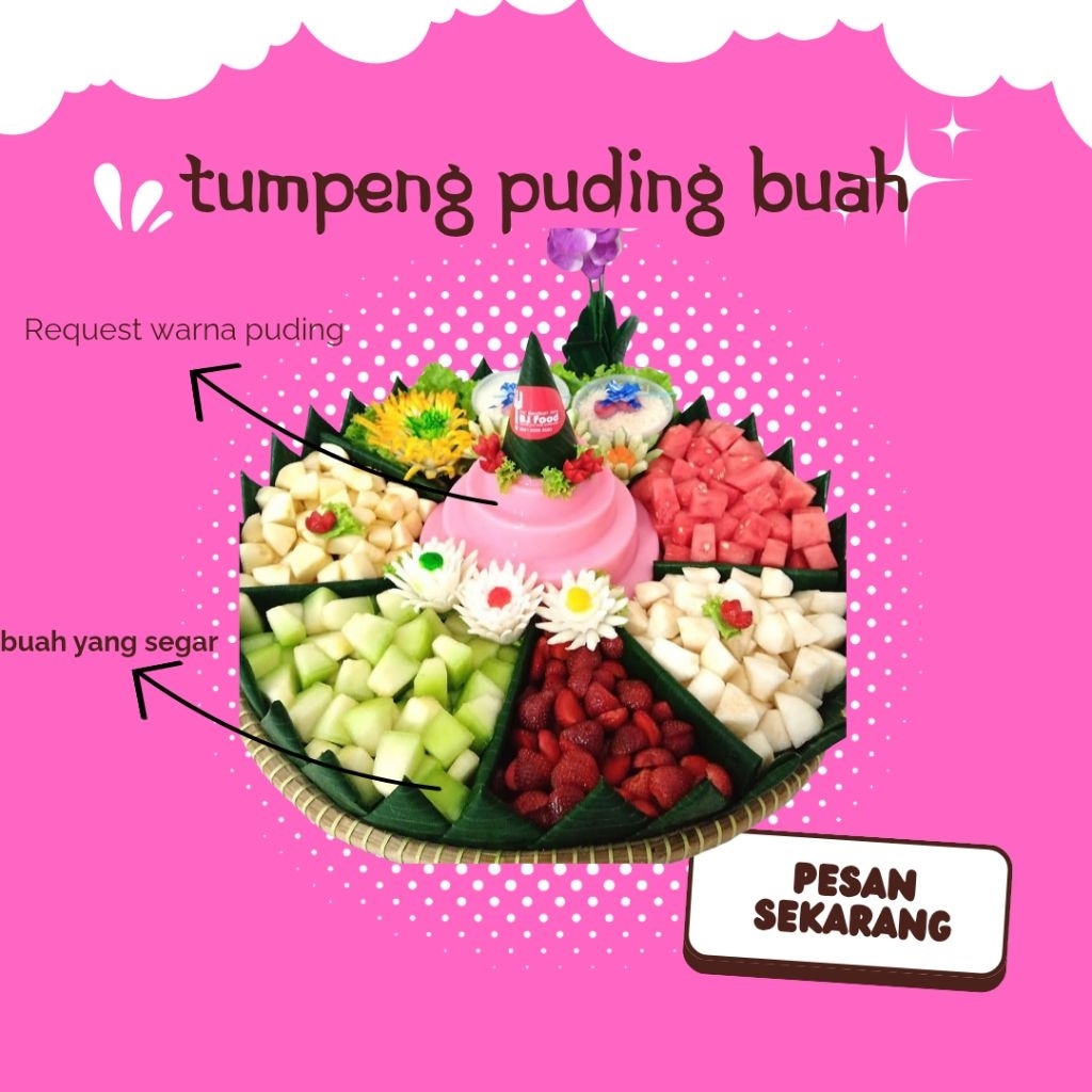 

Puding Buah / Tampah Puding Buah / Puding buah segar / 20 Porsi