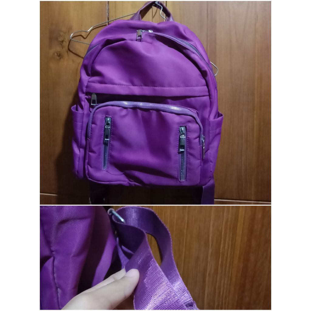 preloved tas ransel warna ungu