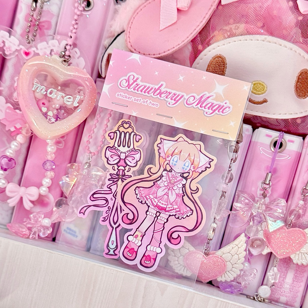 

[ monggupi ] strawberry magic glitter sticker set of two