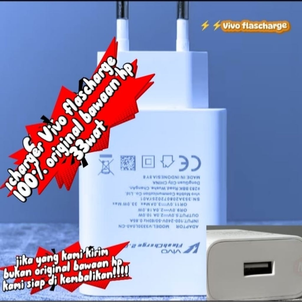 Charger Vivo  flascharge 33wat 100%original bawaan hp