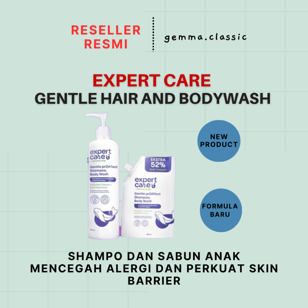 (kEMASAN PUMP) Expert Care 2in1 Body Wash & Shampoo Expert Care Gentle Hair & Body Wash Sabun Shampo