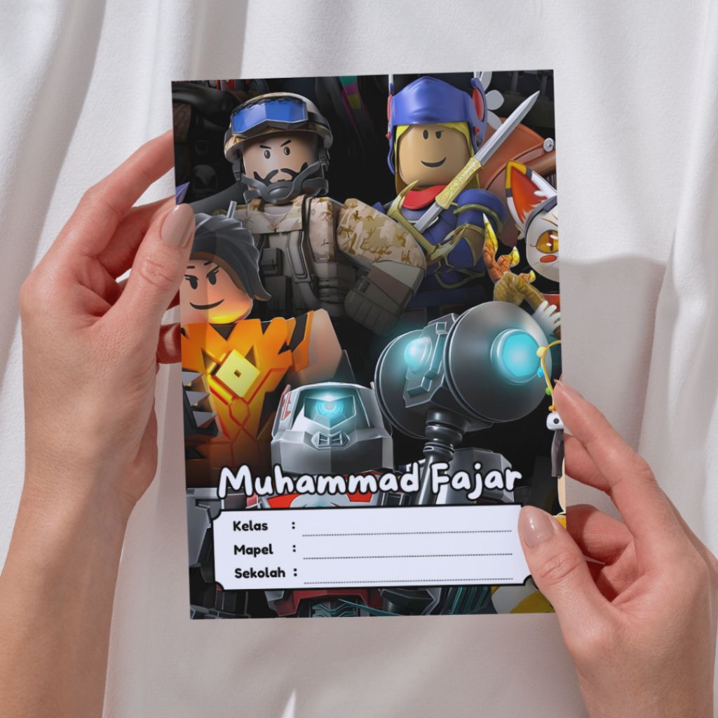 

Buku Tulis Custom Nama Tema Roblok / Buku Tulis Anak Custom /Buku Tulis Bergaris Anak Custom