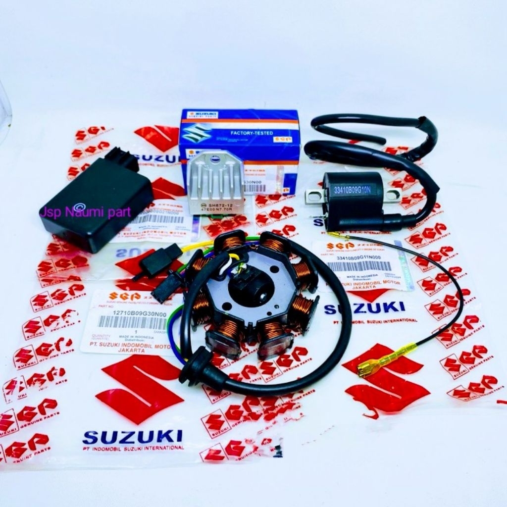 paket pengapian 4 item spul+ CDI+ koil+ kiprok smash 110 smash lama new original SGP