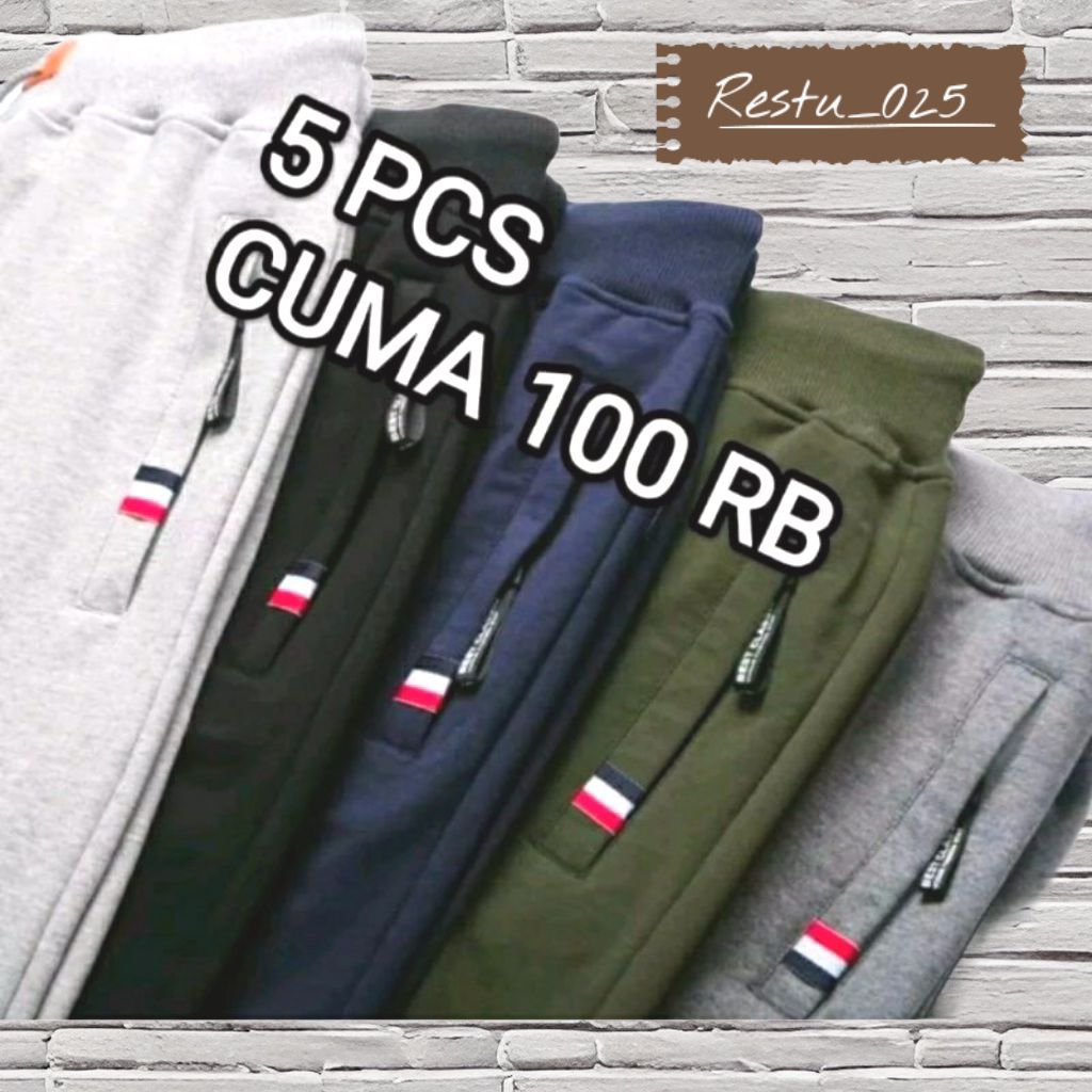 Promo  Paket Celana 100Ribu dapat 5 Celana/ Celana Pendek sport Zipper Fleece/Celana Pendek Pria /Wa