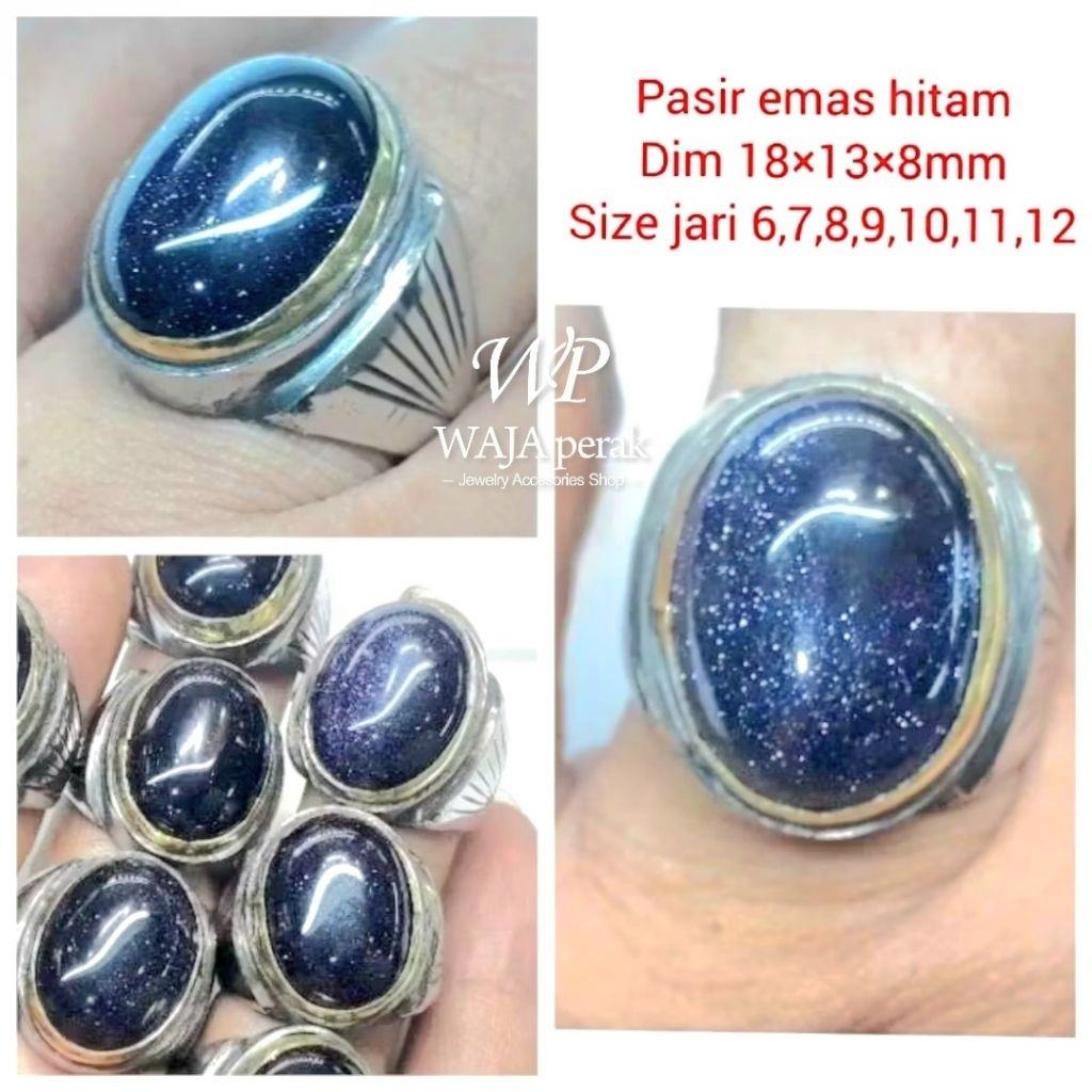CINCIN BATU PASIR HITAM EMAS INTAN D18