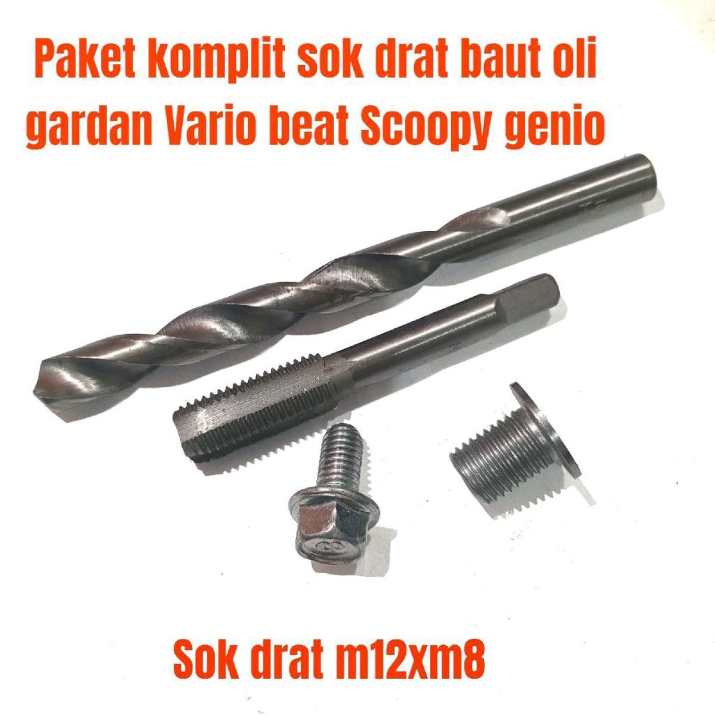 Paket Komplit Bos Drat Sok Drat M12XM8 Baut Oli Gardan Vario Beat Genio Scoopy - Original
