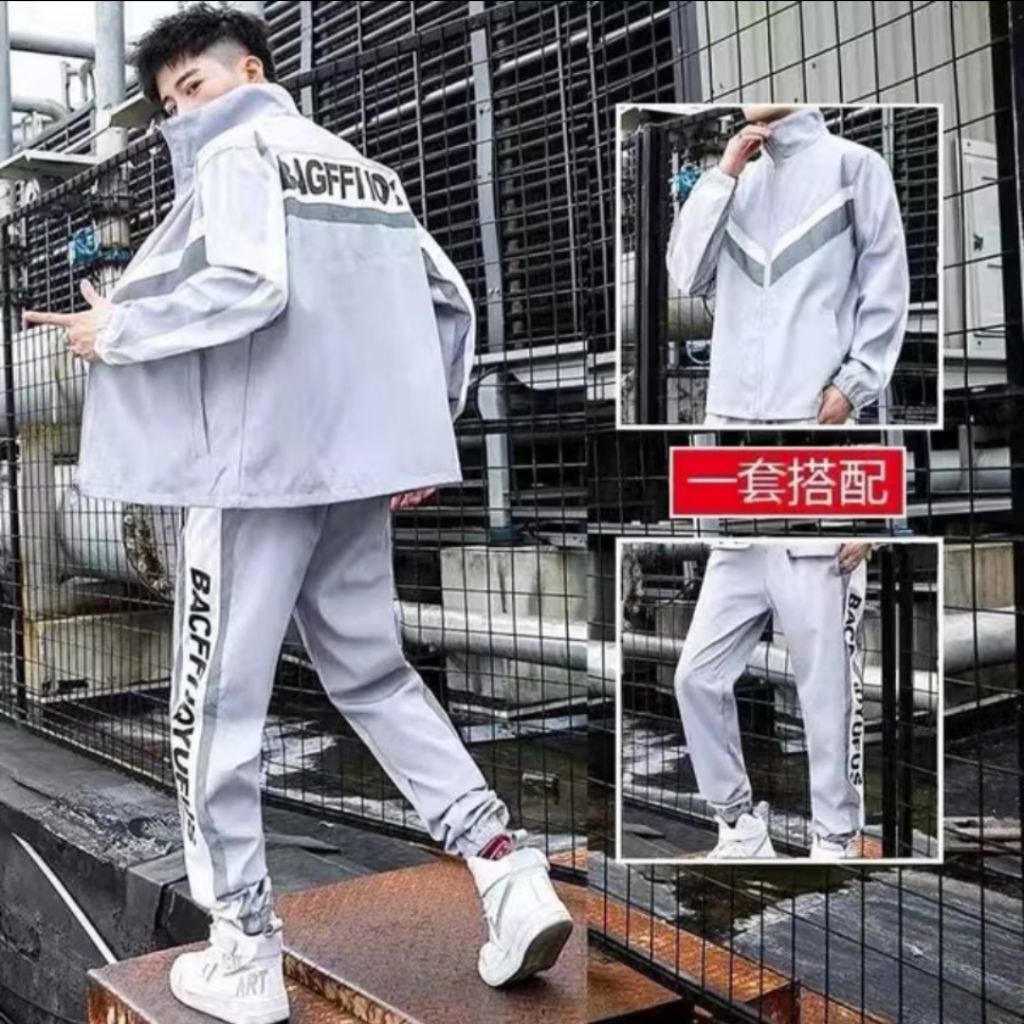 IMPORT Satu Set Olahraga Jogger Running Trend Korea Bahan Polycool Adem