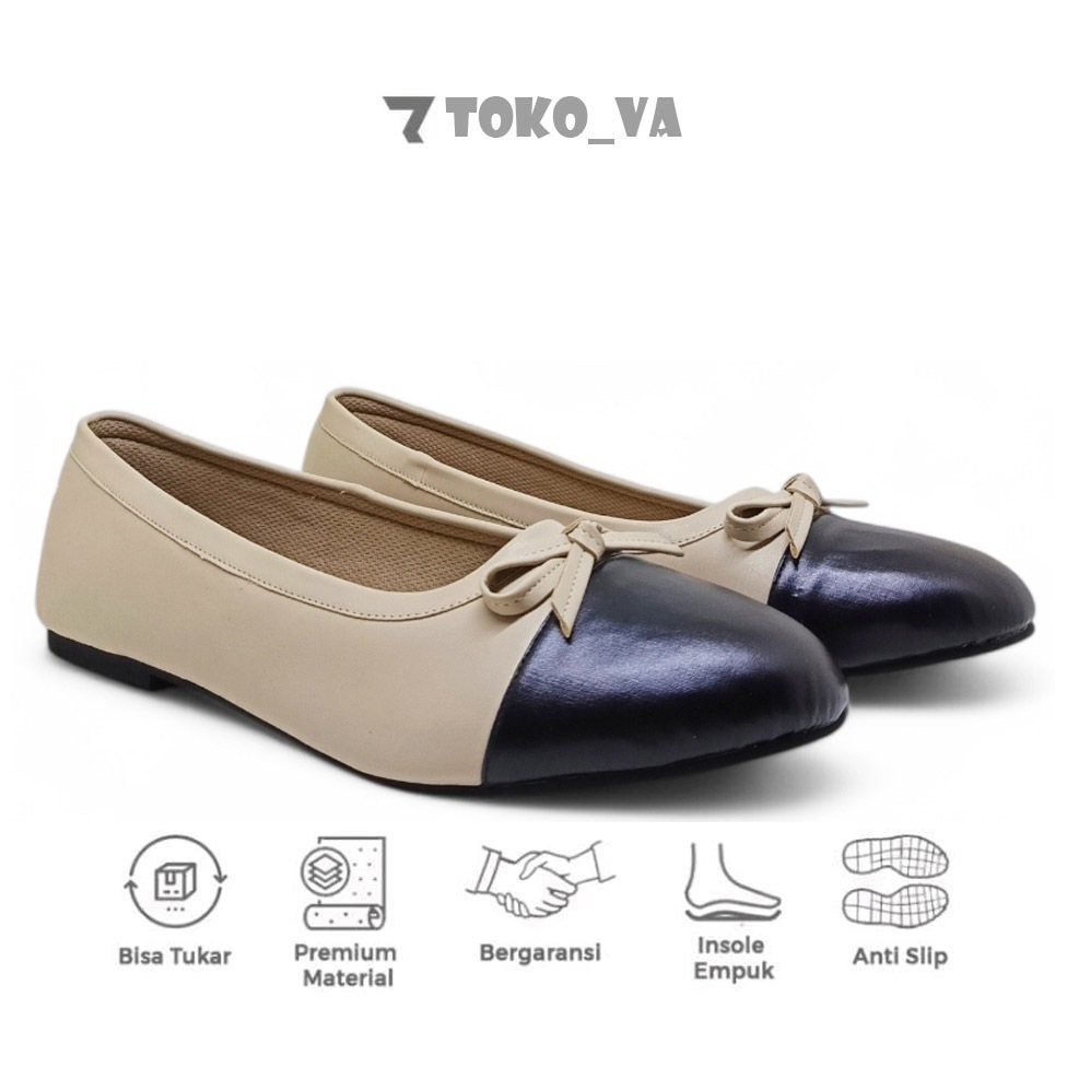 VA - Sepatu Flat Shoes Kerja Kantor Wanita Ukuran Jumbo Besar | Big Size 40 41 42 43 44 45 | Sepatu 