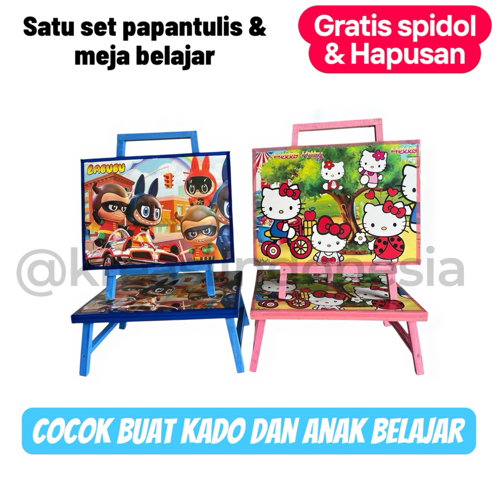 

Pengrajin tangan pertama - satu set papan tulis anak bisa di hapus ples meja belajar karakter bisa gratis spidol dan penghapus karakter doraeom, labubu, tayo, hello kity, kuda poni