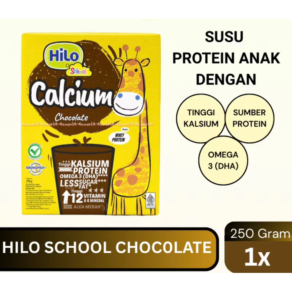 

hilo school calcium chocolate 250gram protein uht susu uht kotak bubuk 200gr