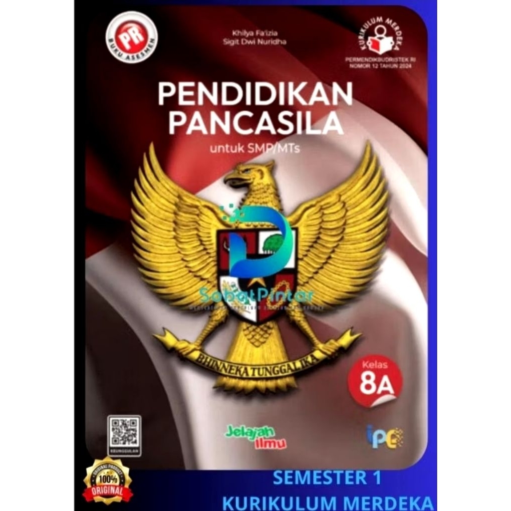 Buku lks pr interaktif pendidikan pancasila PPKN kelas VIII, 8 semester 1 tahun 2024 kurikulum merde