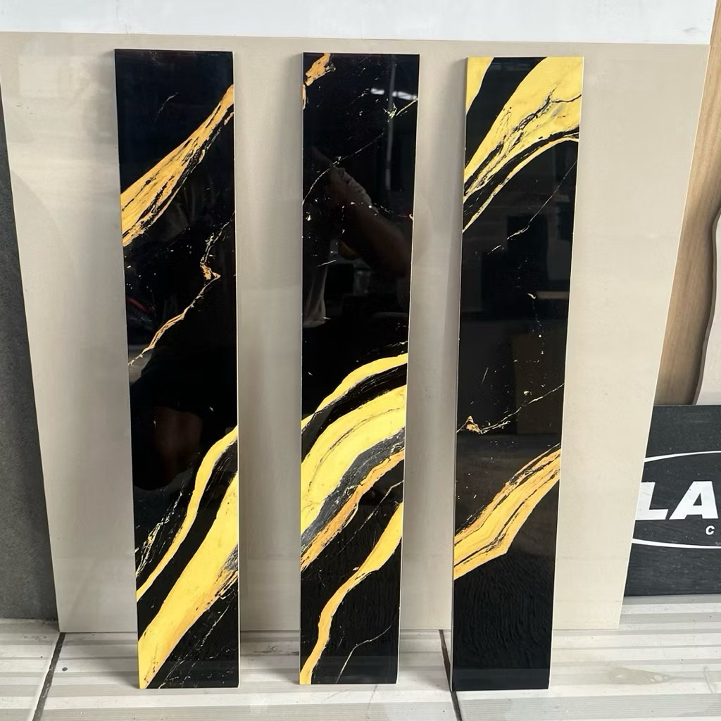 Granit lantai plint 10x60 cm | Ara Annete Black| Glazed Polished