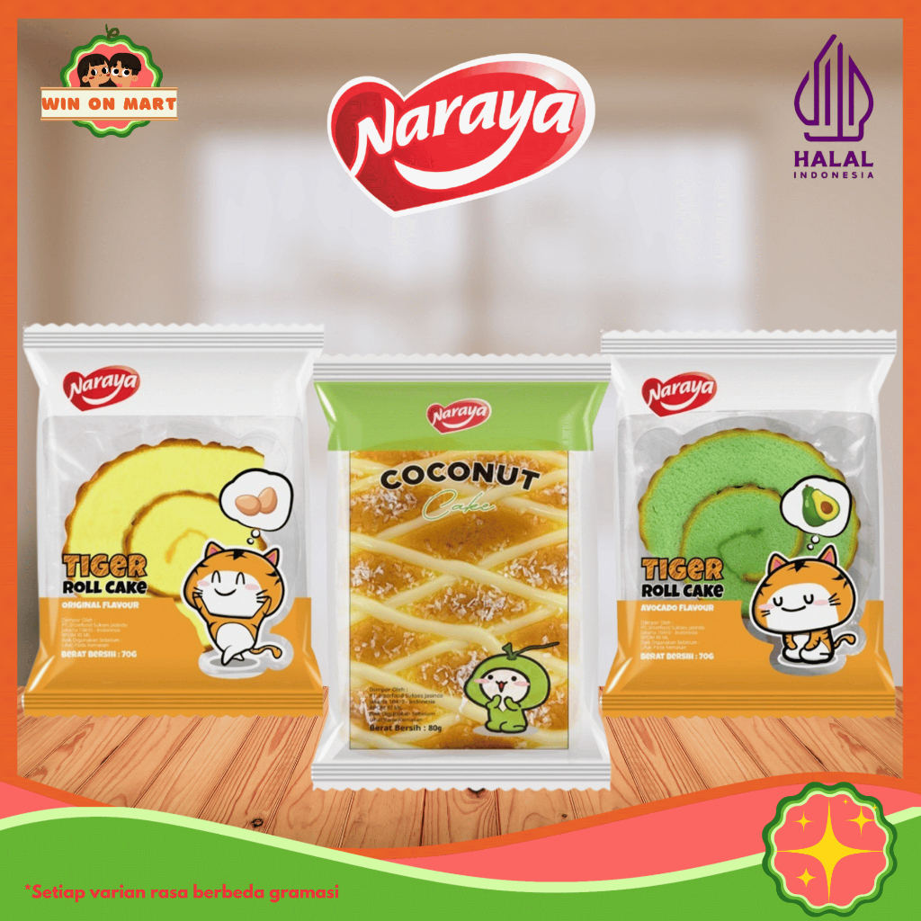 

Naraya Tiger Roll Original, Avocado & Coconut Cake Halal 70g-80g