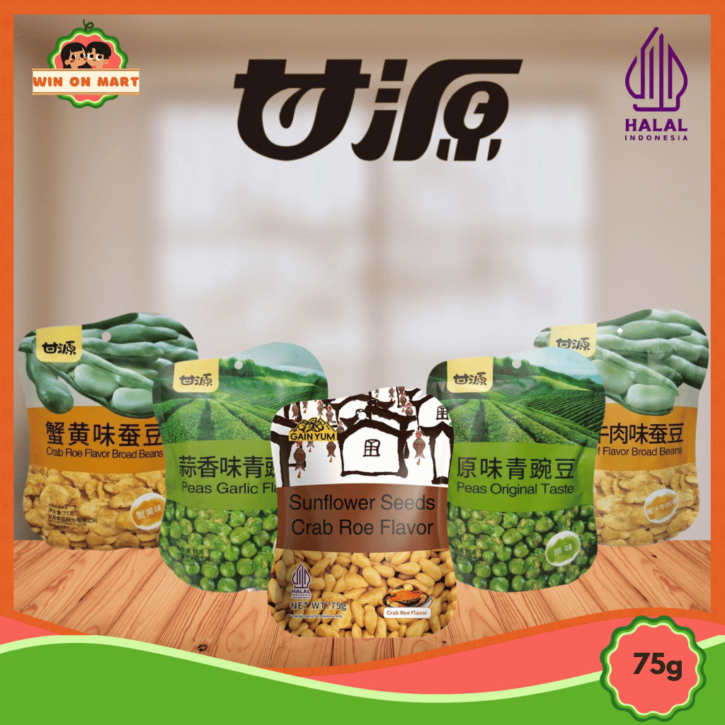 

Gan Yuan Cemilan Kacang rasa Crab Roe Flavour Beans Peas Original Sunflower Seed (Kacang Ganyuan) 75g
