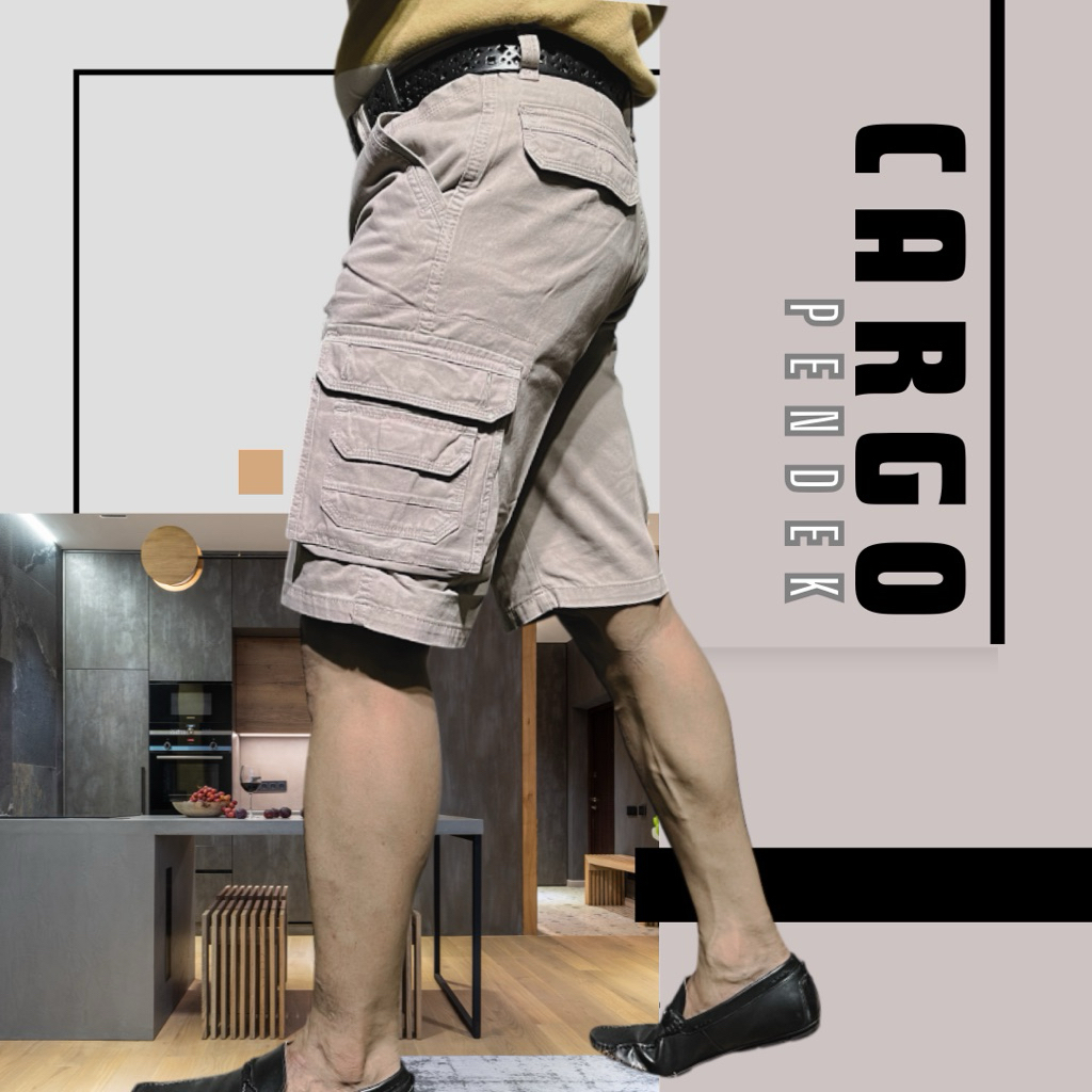 PO 46 O’City Project - Celana Cargo Pendek Size Besar 33 - 38 Bahan Canvas Premium