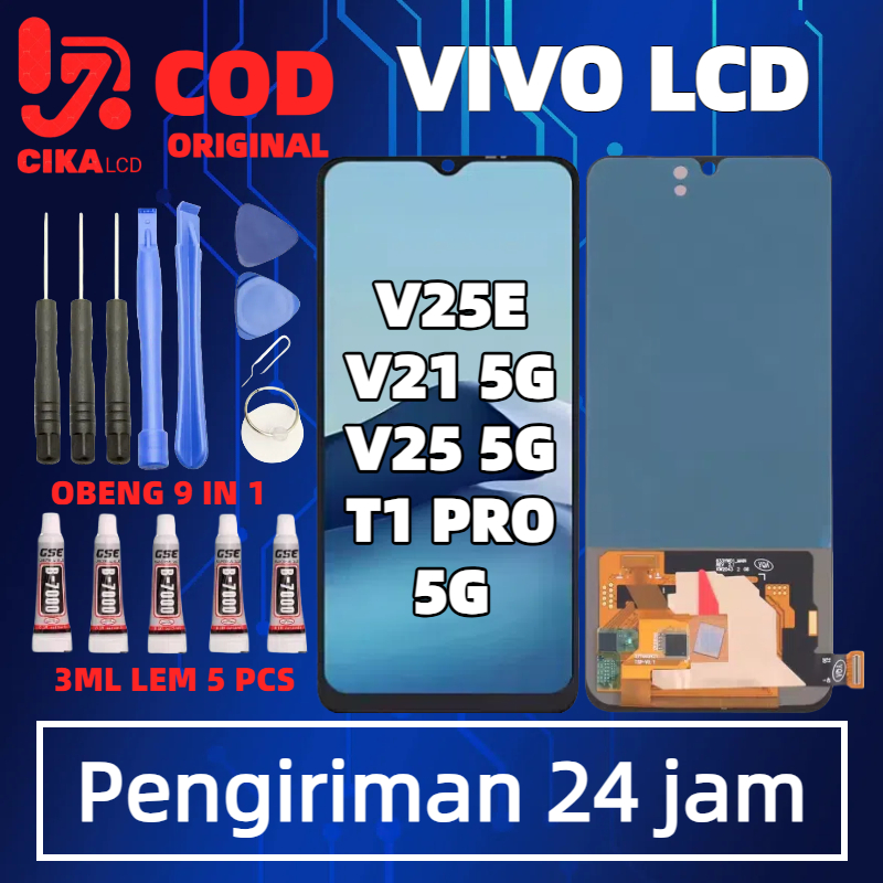 ASLI 100% LCD VIVO V21 5G/V25 5G/V25E/T1 PRO 5G FULLSET TOUCHSCREEN BISA COD | FREE ALAT PASANG