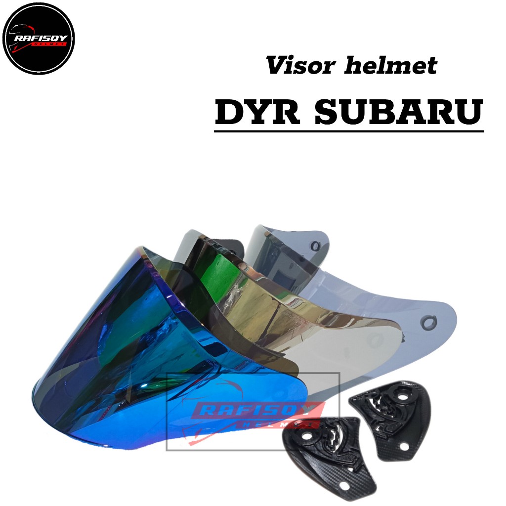Kaca helm DYR SUBARU - flat visor helmet dyr subaru warna hitam bening iridium blue red gold silver