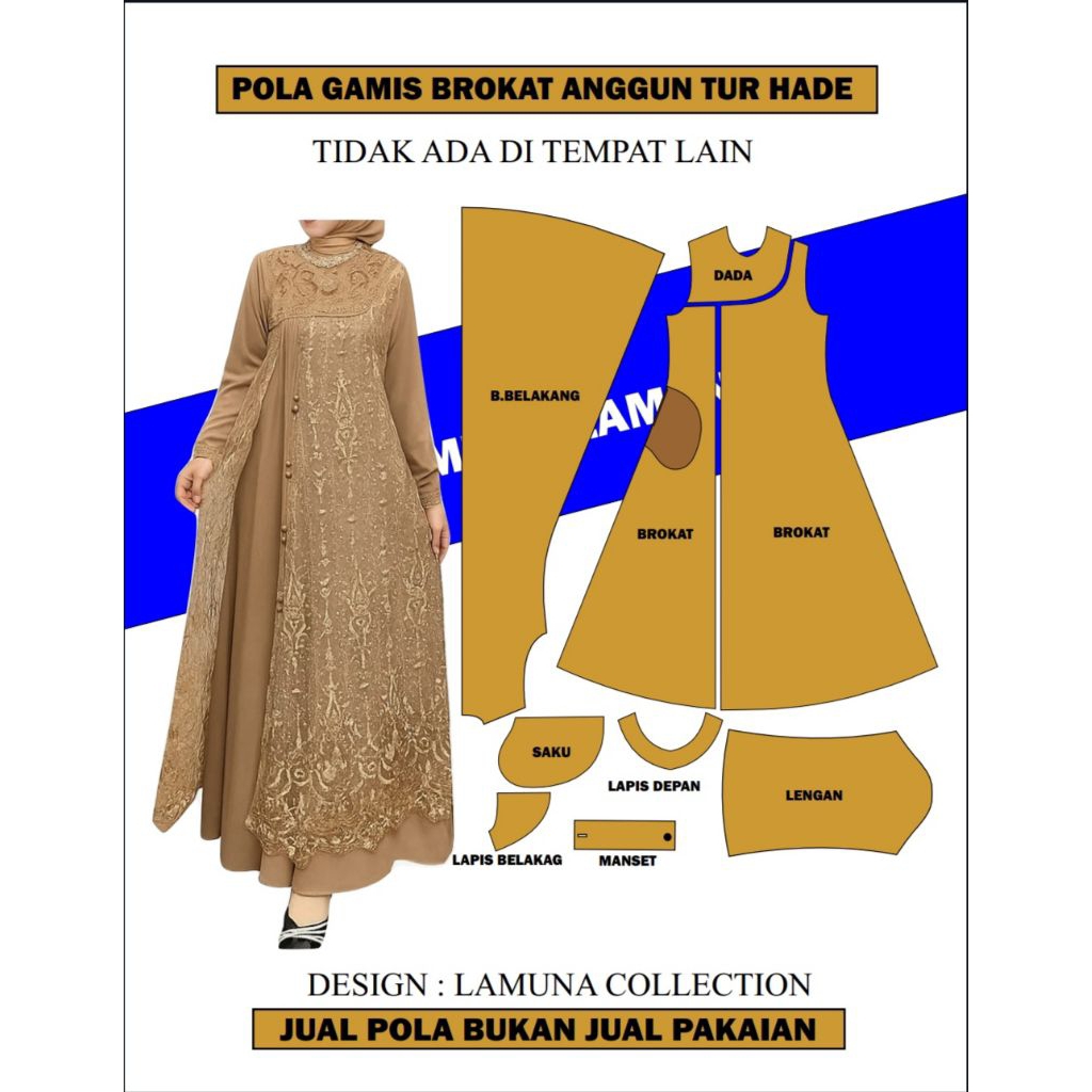 Pola gamis brokat model terbaru anggun