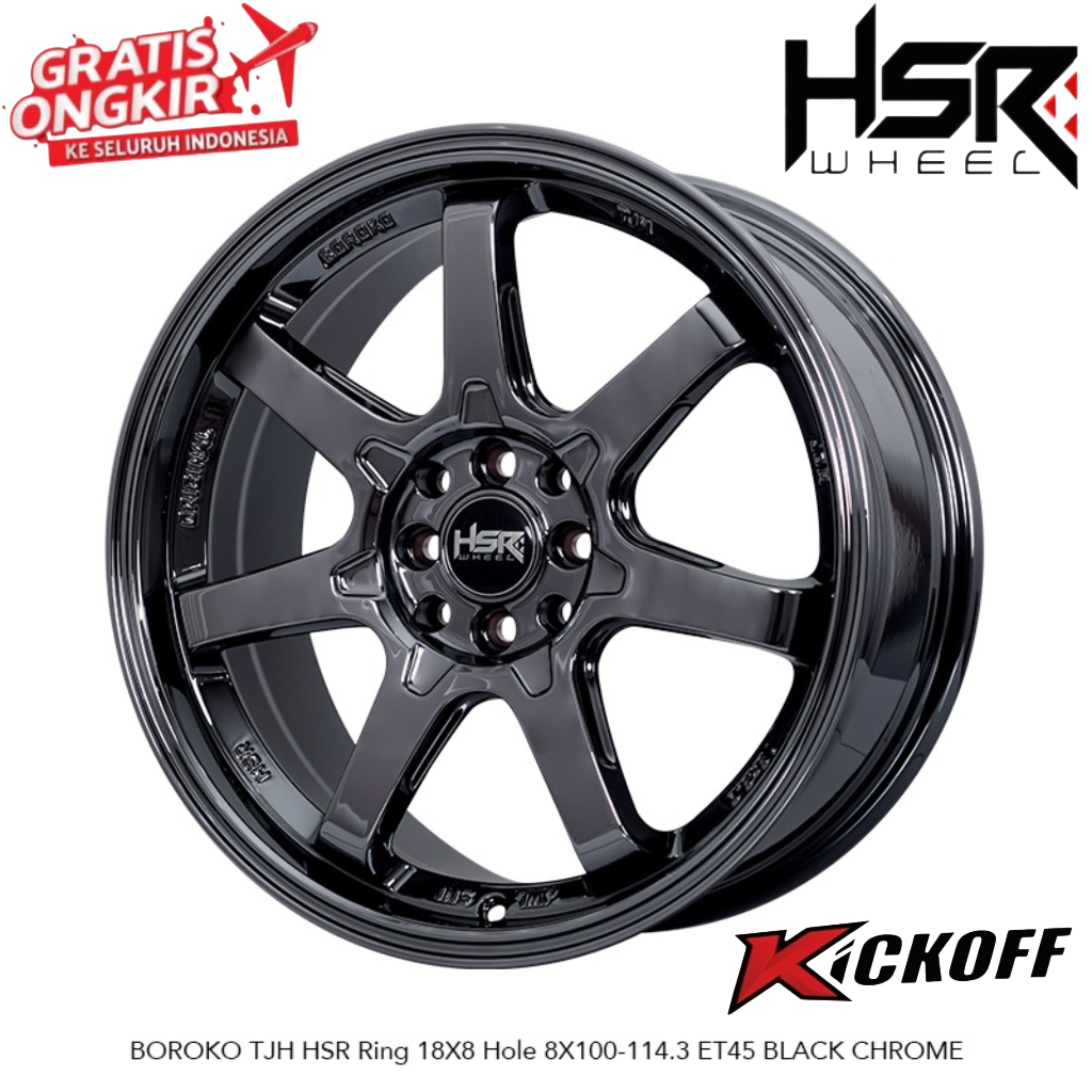 Velg Black Chrom Tipe Boroko Tjh Ring 18 Pcd 4x100-114,3 HSR WHELL ORIGINAL