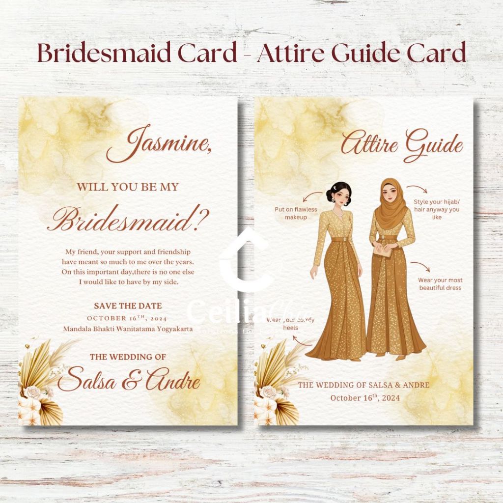 Attire Guide Card / Bridesmaid Card / Kartu Bridesmaid Pernikahan