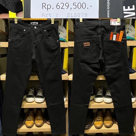 Celana Jeans Hitam Lois New Saku Miring Variasi Zipper / Celana Lois Official Store Original