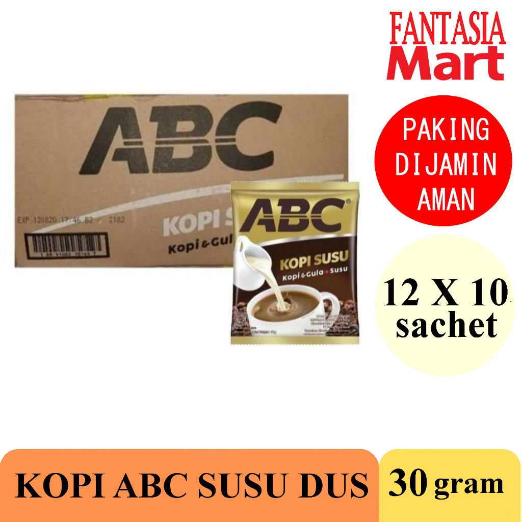 

KOPI ABC SUSU DUS 12 X 10 X 30 GRAM FANTASIA DENGAN PAKING AMAN