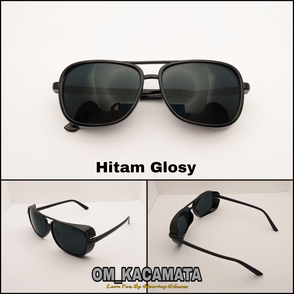 KACAMATA GAYA | KACAMATA STEAMPUNK LENSA HITAM DAN COKLAT PRIA/WANITA