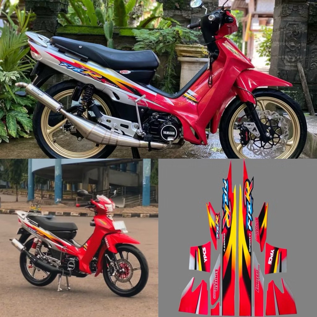 Striping sticker lis polet fizr fiz r sporty dual tone limited edition tahun 1999 merah silver strip