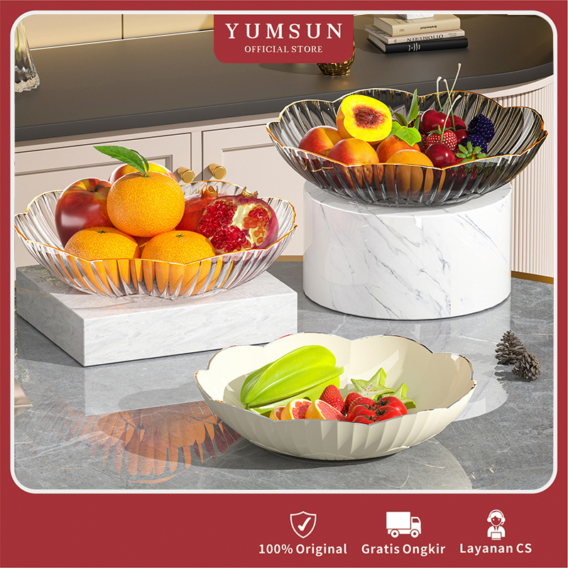 YUMSUN Piring Buah Transparan Piring Makanan Penutup Permen Kristal Transparan Wadah Piring Sajian B