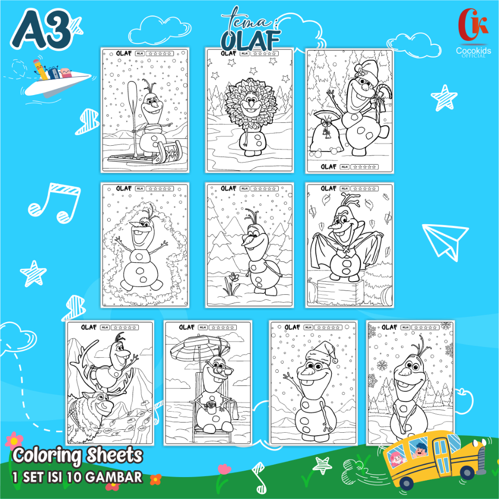 

KERTAS MEWARNAI ANAK A3 - COLORING SHEETS KARTUN 01 - LEMBAR MEWARNAI ANAK PAUD/TK/SD