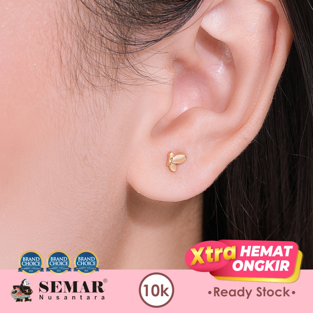 Anting Emas Tindik Flying Butterfly Gold 10K Semar Nusantara