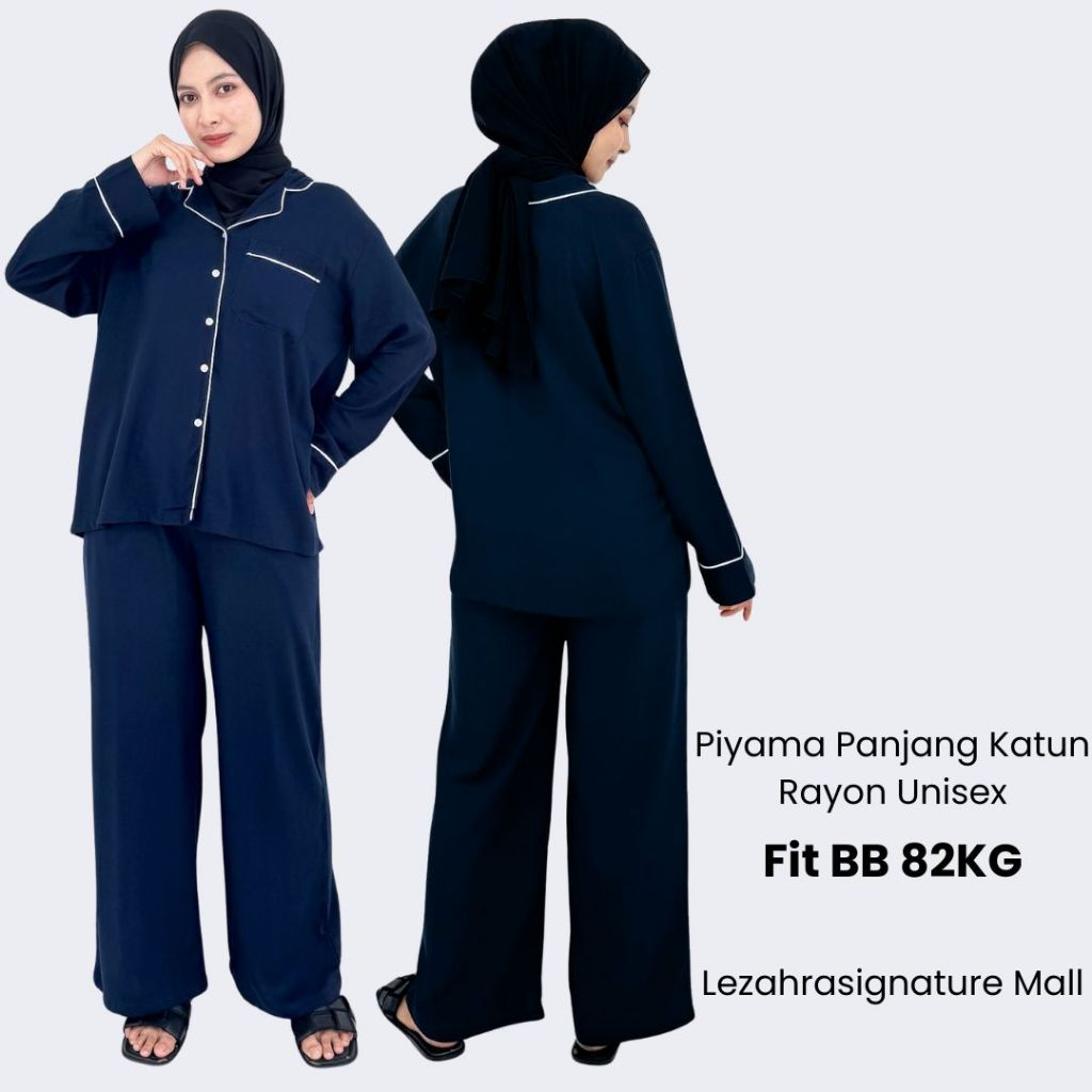 Piyama Lengan Panjang Katun Rayon Viscose Wanita Pria Ibu Menyusui LZS Baju Tidur Lembut
