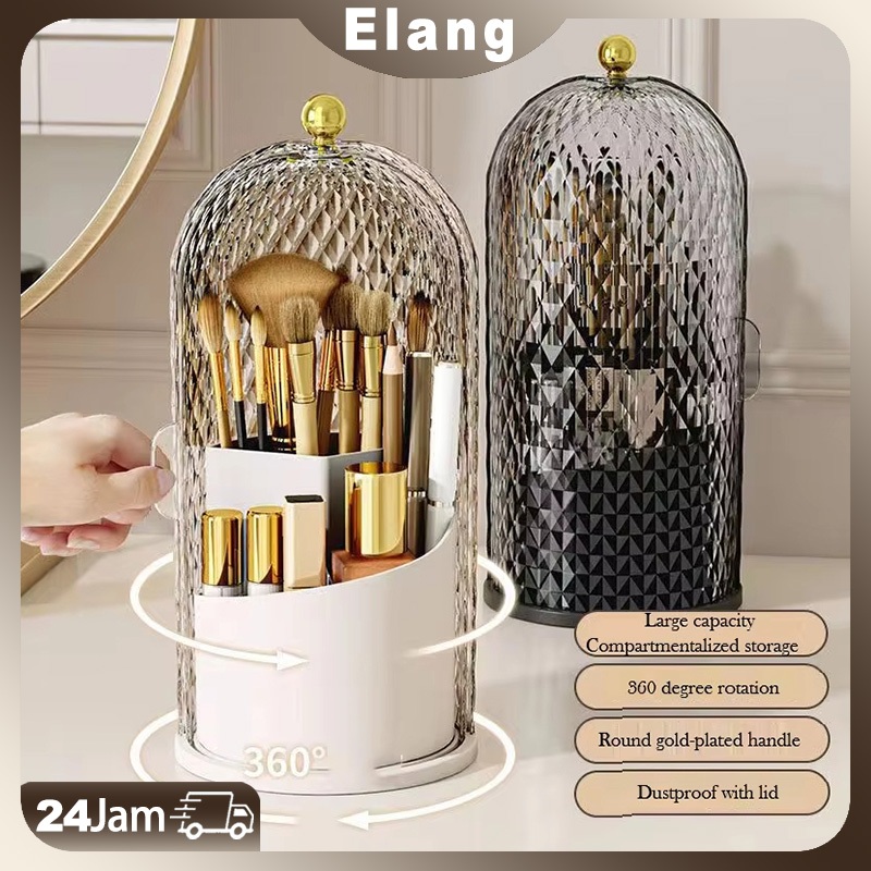 Tempat Kuas Rias Estetik Berputar 360° Dengan Tutup Wadah sendok Tempat Sendok Garpu Berputar Wadah 