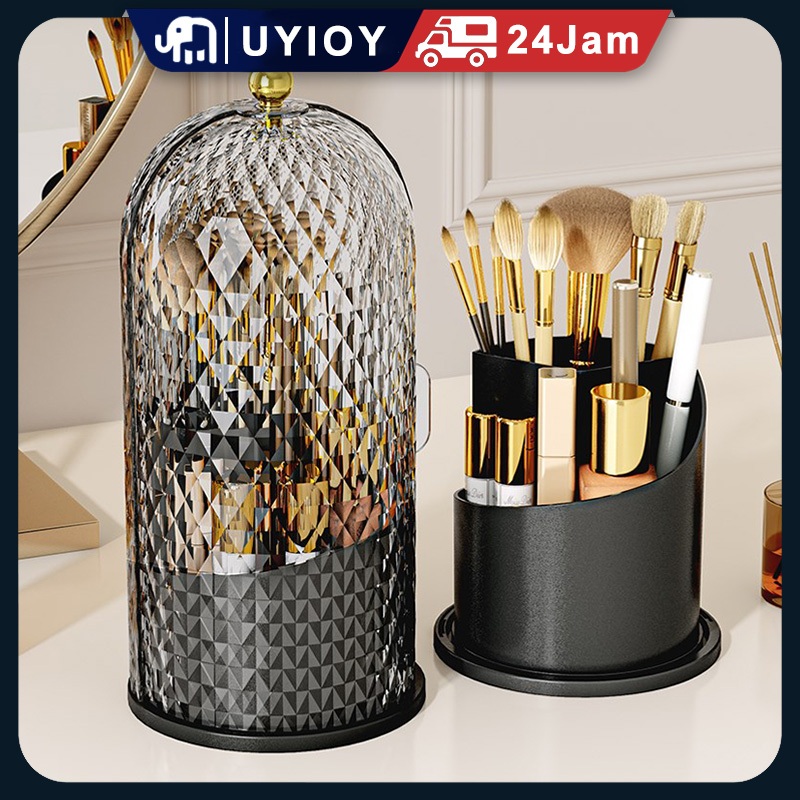 Tempat Kuas Rias Estetik Berputar 360° Garpu Berputar Wadah Penyimpanan  Wadah sendok Tempat Sendok 