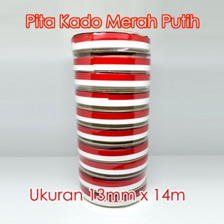 

Pita Kado MERAH - PUTIH 1.3cm 13mm x 14m Bendera Indonesia Merdeka 0.5" 1/2" Pita Hias Pita Bendera