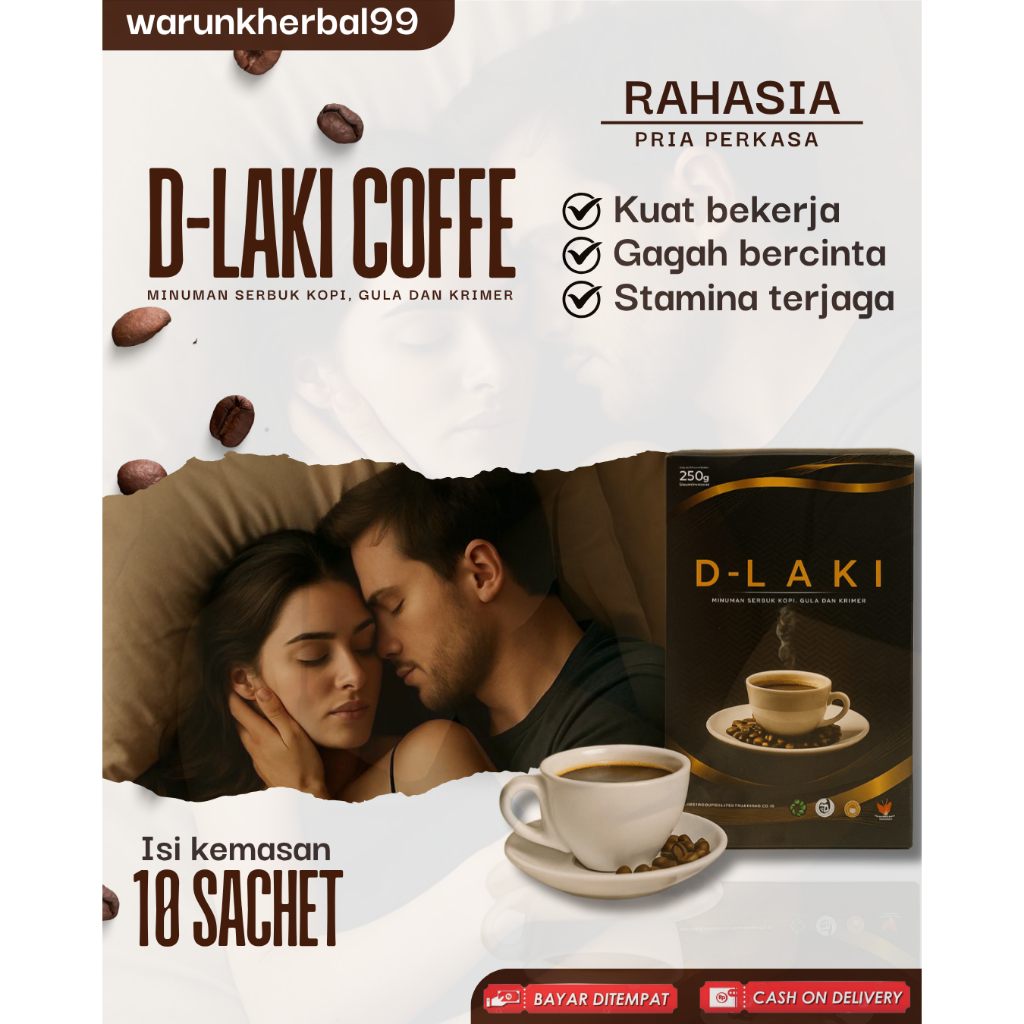 

D-LAKI Coffee 1 Box 10 Sachet – Kopi Stamina Pria Tahan Lama | 100% Herbal BPOM