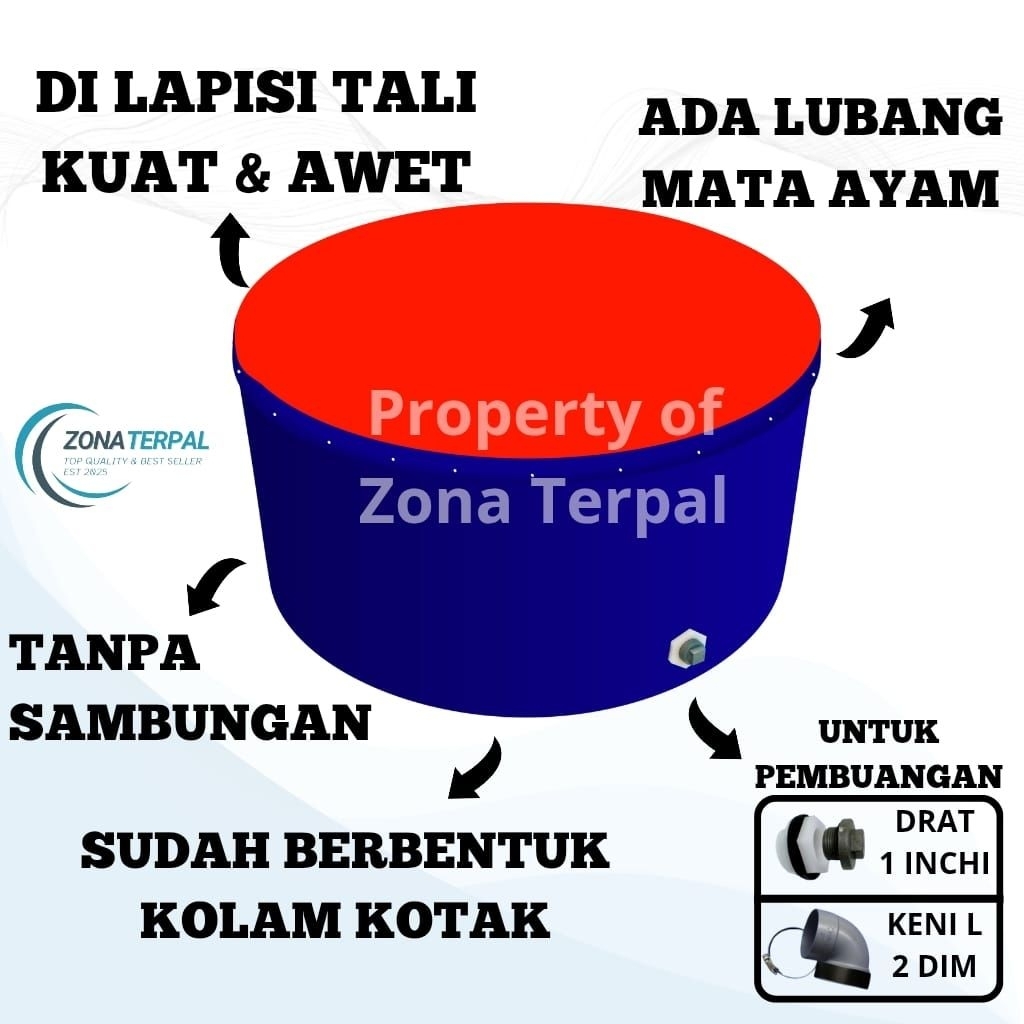 Kolam Terpal Bundar Kolam Terpal ikan Bulat A20 D1,5 T1 - Diameter 1,5 meter Tinggi 1 meter - D1,5 T