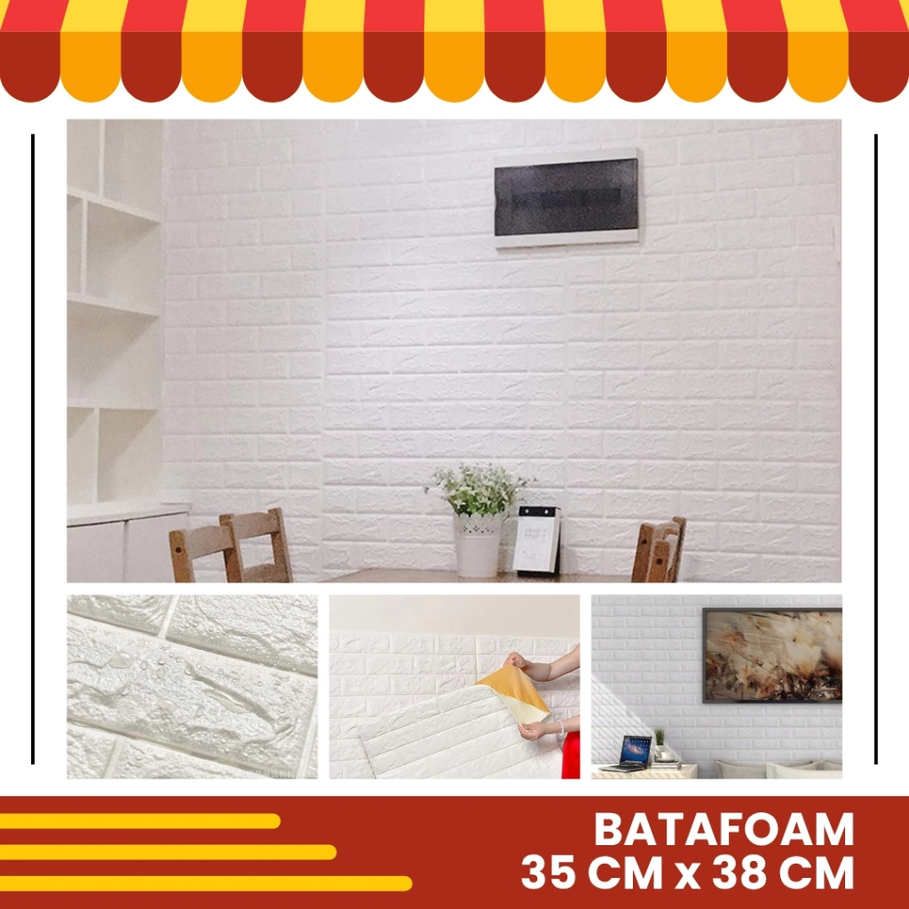 Wallstiker Wallpaper Stiker Dinding Bata Foam 3 Dimensi Timbul Tekstur Kulit Jeruk Brickfoam