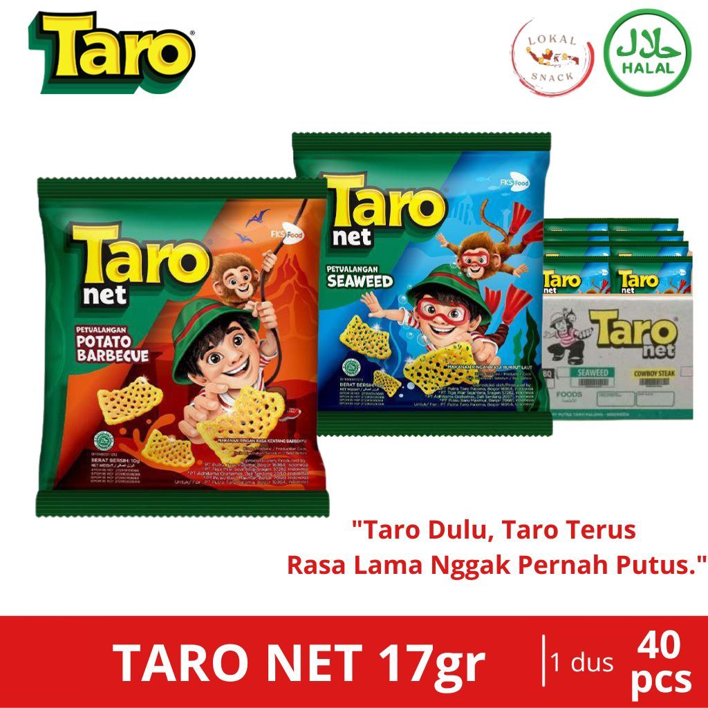 

Taro Net Petualangan rasa seaweed & barbeque - 1 karton 40pcs x 17gr