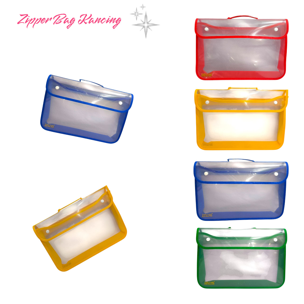 Map Plastik Zipper Bag Kancing Dua Tenteng Atas Folio Cerdas 2080