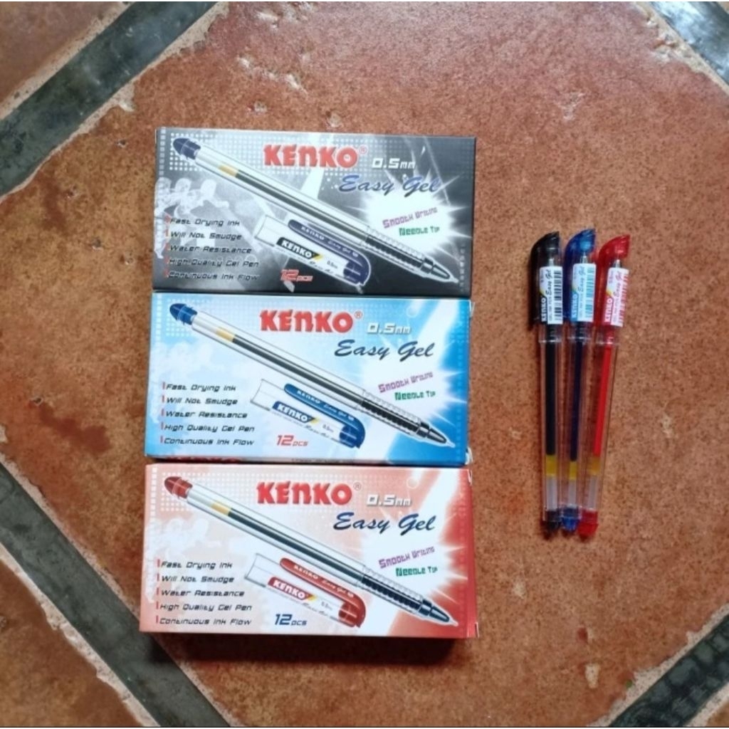 

KENKO Pulpen Easy Gel 0.5 mm Biru / Hitam / Merah - Doz isi 12 Pcs.