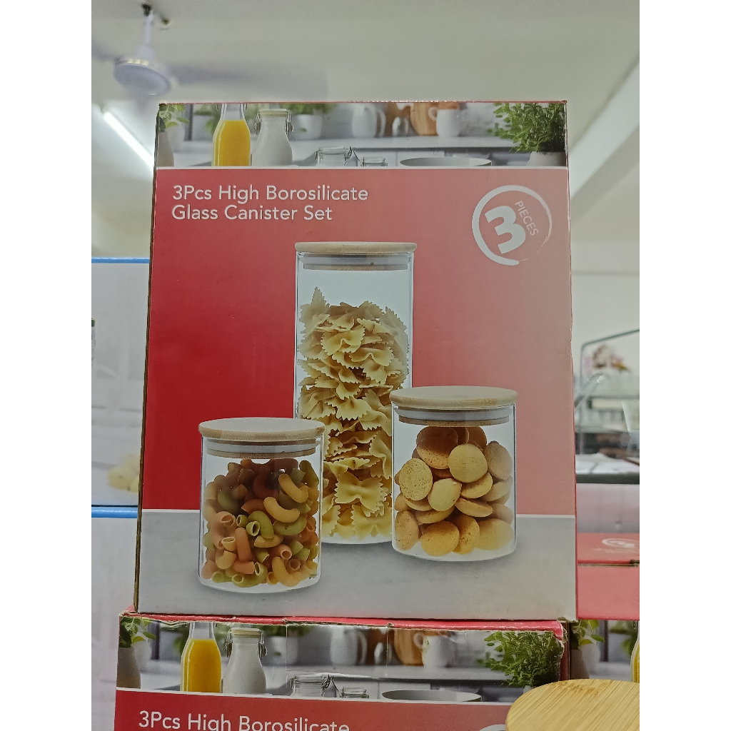 Toples Kaca 3 Set tutup kayu MS