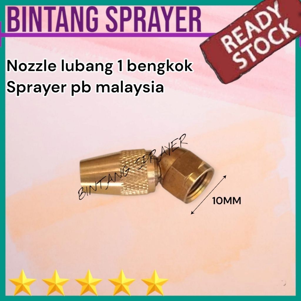 Nozzle lubang 1 bengkok sprayer pb malaysia ukuran drat 10mm