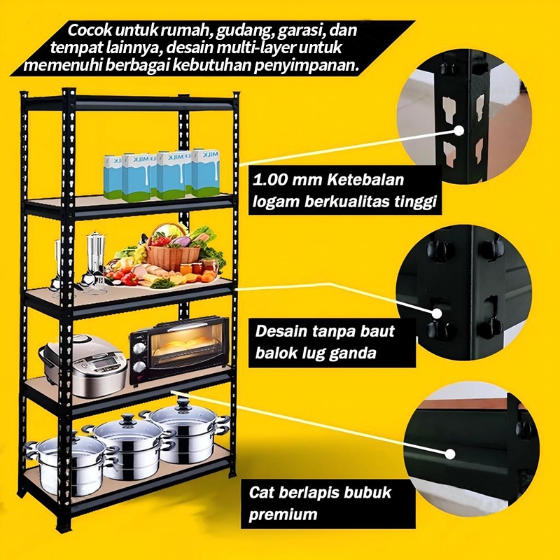 Damaindah Rak Besi Siku 5 Susun 100% Besi Rak Gudang Rak Serbaguna Rak Dapur Rak Aquarium Rak Besi