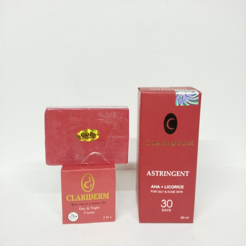 Paket Clariderm ori 4in1 | Toner 30,cream susun, sabun CDA